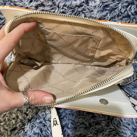 Steve Madden Monogram Pink/ Orange Wallet Chain Crossbody - Picture 4 of 16